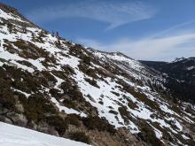 Not much snow remaining on steep, sunny aspects in this area.