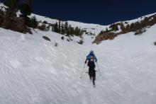 View of cornices on ridge just south of Stevens Peak