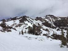 Snow coverage on the south side of Red Lake Peak