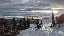 Wind scoured surfaces near the ridgleine.