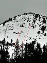 Wet Loose avalanche on the east face of Fireplug