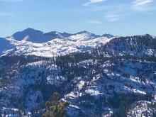 Looking south from near the summit of Rubicon shows snow covered northerly aspects.