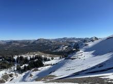 Thinning snowpack looking towards Blue Lakes from Elephants Back