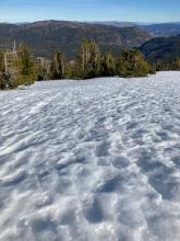 These slopes had a sun roughened surface texture. 