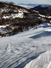 Wind texture and drifting snow along the ridge