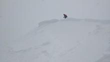 The largest wind slab we saw. It was triggered by a backpack size piece of cornice kicked onto the slope.
