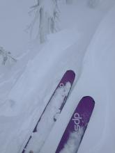 First easy cornice collapse, just feet from the parking lot.