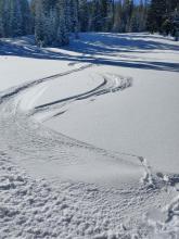 Dust on crust conditions in most open areas away from the wind affected ridgetops.