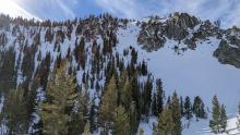 We probed in 30-40 locations on this shading north facing terrain looking for weak snow below the surface. We found a few spots of weak snow near shallowly buried rocks, but we did not find a continuous layer of weak snow. 