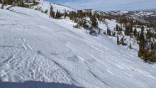 Wind scoured surfaces on a NE aspect at 10000 ft. 