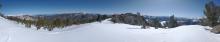 Skies cleared rapidly over the forecast area this morning. Pano looking N-E-S from summit ridge of Waterhouse Pk.