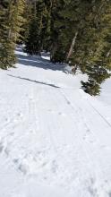 Small sluff of wet snow on an E aspect at 9000 ft around noon.