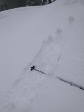 The depth of wind-loaded snow tapered off quickly as one moved away from the ridge.