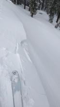 Small cornices cracked easily above wind-loaded slopes. 