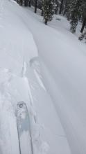 Small cornices cracked easily above wind-loaded slopes. 