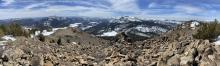 Summit view.  Melted out S aspect foreground and N aspects in backgorund.