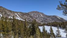 Southerly aspects on Mt Rose are almost completely snow free.