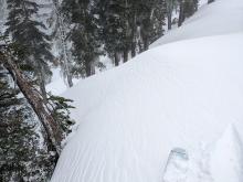 Ripples in the snow surface.