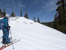 Runnels in the snow surface indicating good drainage.