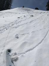 Ski cuts on sunny slopes triggered small roller balls and pinwheels before noon.
