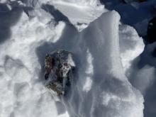 Ice crust at bottom of snow pack.