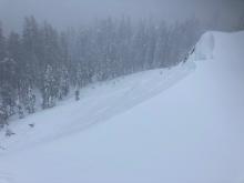 Wind slab avalanche at 8200' triggered from ridgeline.