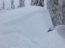 Intentionally skier triggered storm slab avalanche on small test slope.