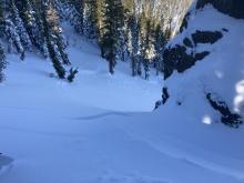 Large avalanche off of E Ridge of Silver near rock buttress