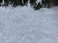 Skier triggered rollerballs on a N aspect at 7,500'.