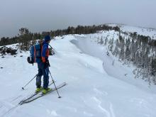 Large overhung cornices along the Far East Ridge of Tamarack Peak