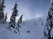 Intense wind loading near and above tree line.