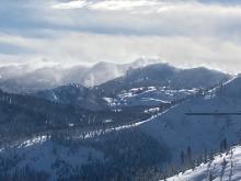 Intense blowing snow over Sierra Crest in early afternoon