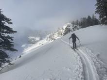 Intermittent waves of cloud cover on the ascent.