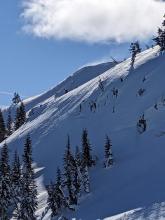 NE winds blowing snow along the Mt. Judah ridgeline. 