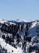 We could see blowing snow along the ridges on the Sierra Crest. 