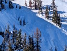 Eroded snow indicating upslope NE winds