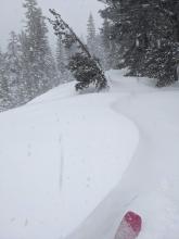 Small cornices built by NE winds on W and SW aspects.