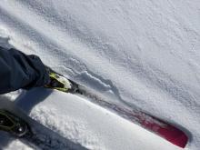 Minor cracking around my skis as the buried surface hoar failed under the soft new snow.