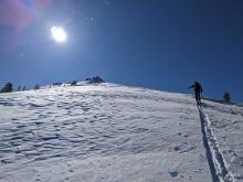 Wind scoured and sculpted surfaces along the ridge on Silver Peak.