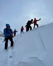 Test slope wind slab stepping down to old snow