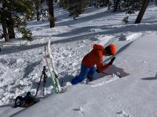 Investigating a reported slab avalanche from 2 days ago on Sunday.  Storm slab failed on NSF below the Sunday storm snow.