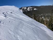 Wind scouring in exposed areas NTL terrain.