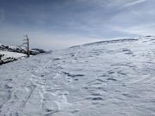 Wind shaped surfaces on the ridge. 