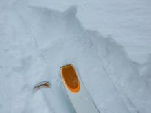 In shallower areas <30cm skis penetrated to the 2/20 surface crust