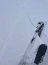 shooting cracks in one isolated wind slab near the summit