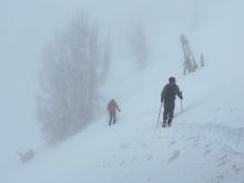 In exposed areas a wind affected snow was present and stiffened noticeably during the day.