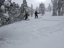 Another skier-triggered wind slab failure on a wind-loaded test slope below the summit in near treeline terrain. 