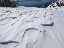 Wind sculpted surfaces near the summit of Incline Lake Peak