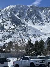 Looking up from Foothill & Kingsbury over 3000' slide