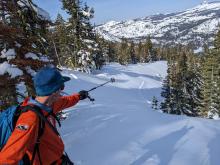 Cracks also extended out into lower angle slopes adjacent to the avalanche. 